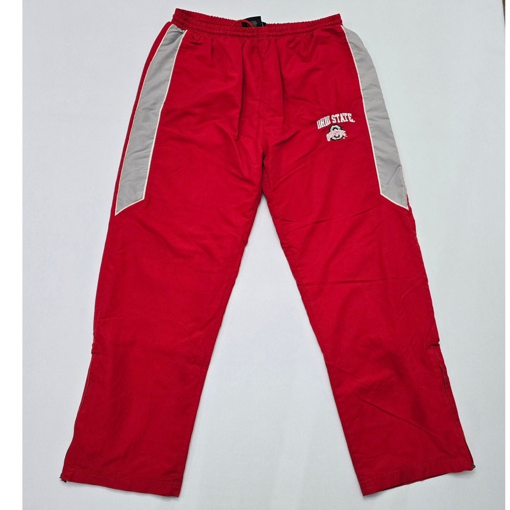 NCAA Ohio State Buckeyes Red Track Pants Mens Large Embroidered Logo Mesh Lined